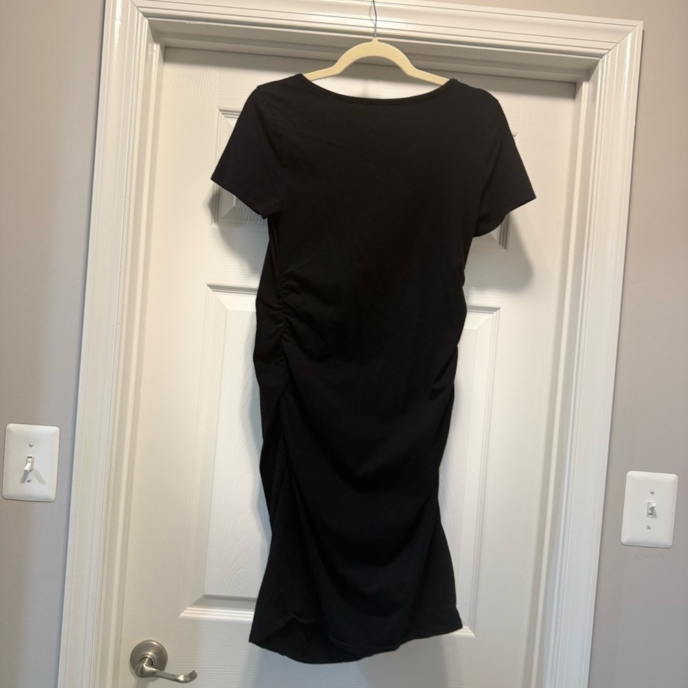 Isabel Maternity by Ingrid & Isabel Black Ruched Sheath Midi Dress